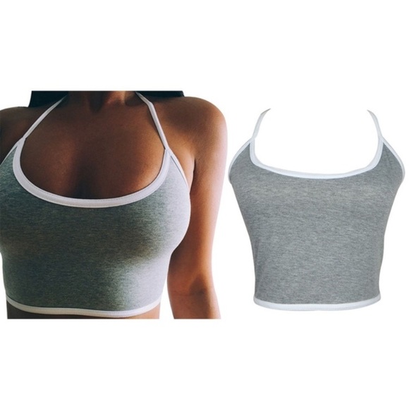 Tops - crop top tank // gray